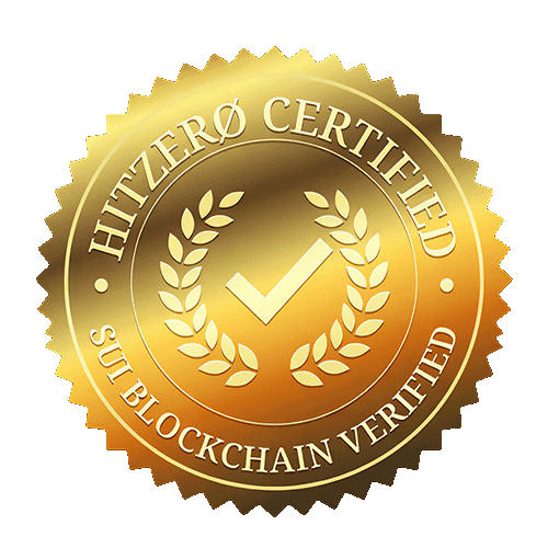 The HitZERØ certification seal, verified on the Sui blockchain